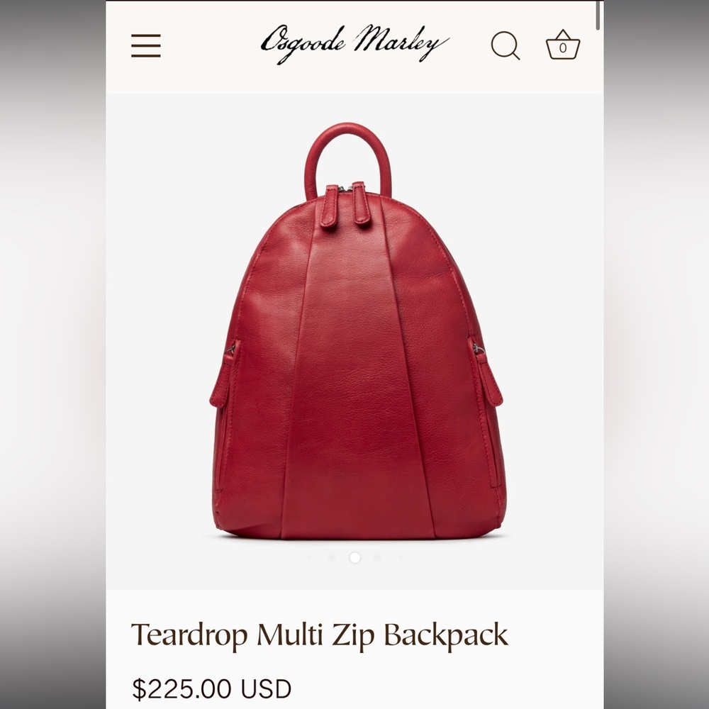 Osgoode Marley Teardrop Multi Zip Leather Backpack in Lipstick Red